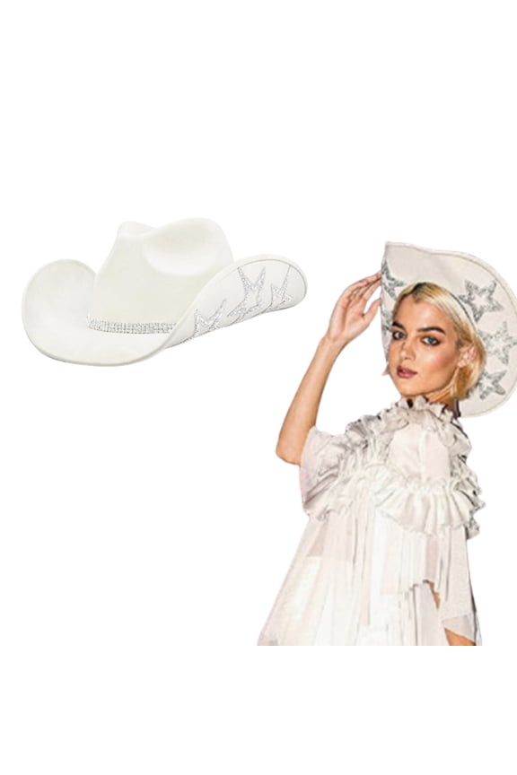 Fashion Western Adult Cowboy Hat with Rhinestone Star Pattern Photography Hat