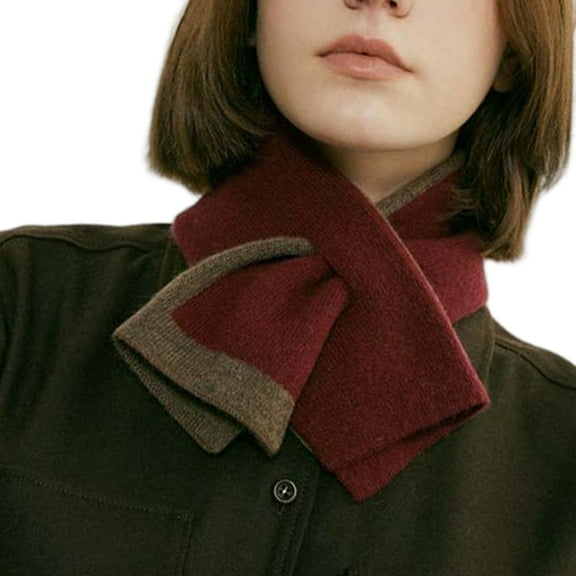 Aellinatey Female Neck Scarf Warm Knitted Short Scarf Soft Neck Gaiter for Indoor Office