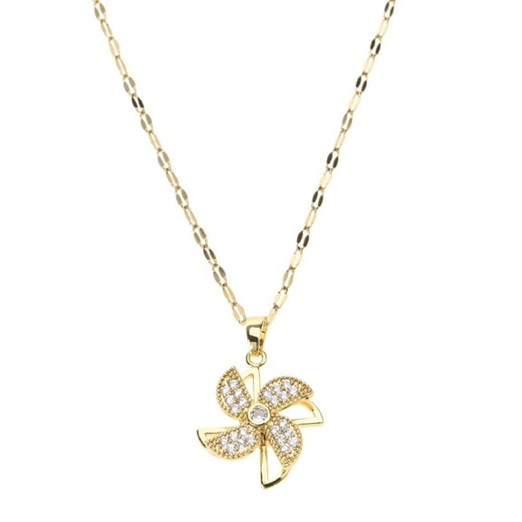 Aellinatey Fidget Pinwheel Necklace for Anxiety Women Rotatable Windmill Pendant Necklace
