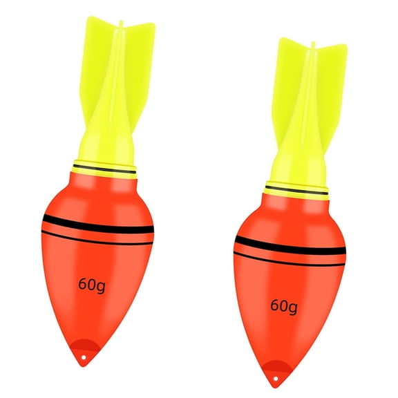 Aellinatey Fishing Bobber Set for Night Fishing, 2 Piece Visible Float Gear with Pear Shaped Body and Bright Tail Fins for Shorelin