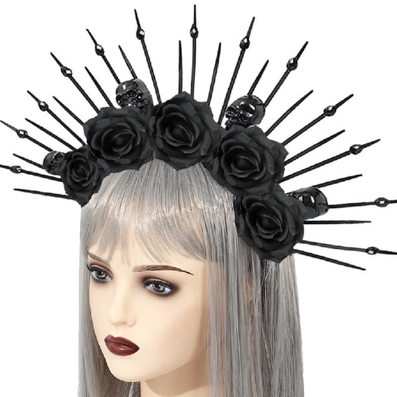 Aellinatey Flower Headbands Women Bride Spiked Crown Halloween Floral Garlands Crown