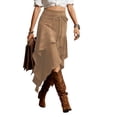 thumbnail image 1 of Aellinatey Fringe Detail Elegant Skirt Women High Waist Knee Length With Asymmetrically Hems, 1 of 8