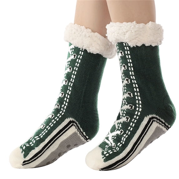 Aellinatey Funny Sneaker Pattern Winter Thermal Warm Nonslip Fleece Lined Slipper Socks