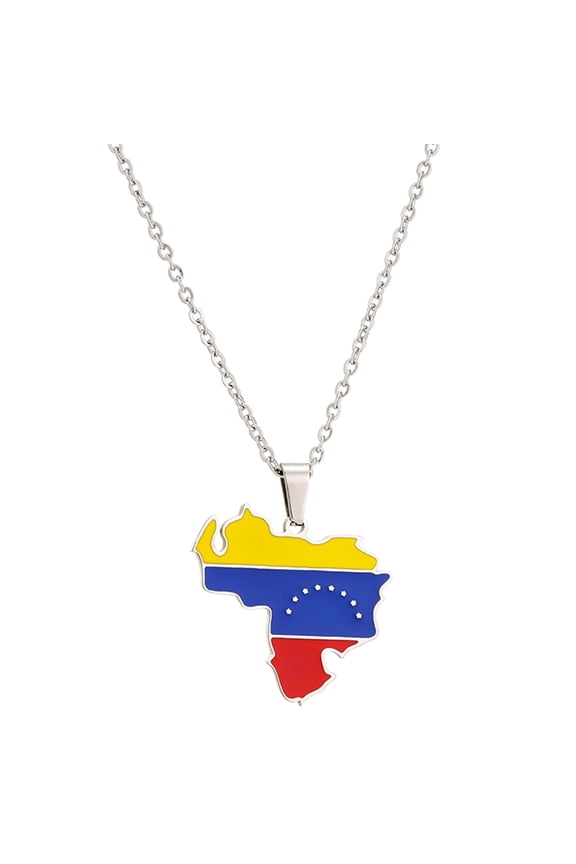 Geometric Pendant Necklace Venezuela Map Collarbone Chains Chic Style Jewelry