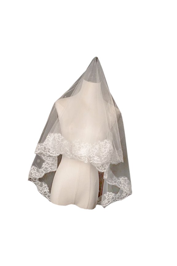 Gothic Bridal Veils Embroidered Single Layer Wedding Headpiece For Bride