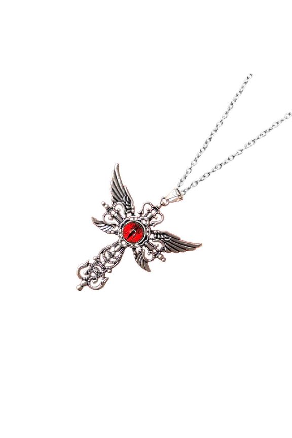 Gothic Devil Wing Crosses Necklace Adjustable Chain Punk Fashion Neck Jewelry