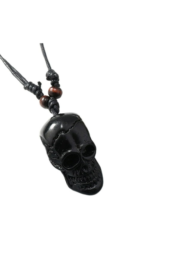 Gothic Skull Pendant Necklace Skeleton Charm Long Chain for Men Women Jewelry