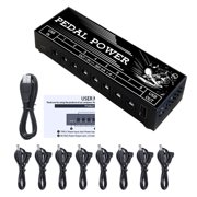 Aellinatey Guitar Effects Pedal Power Supply with Side USB Output and 8 Output 9V 300mA Layout, Metal Power Box for Compact Practic
