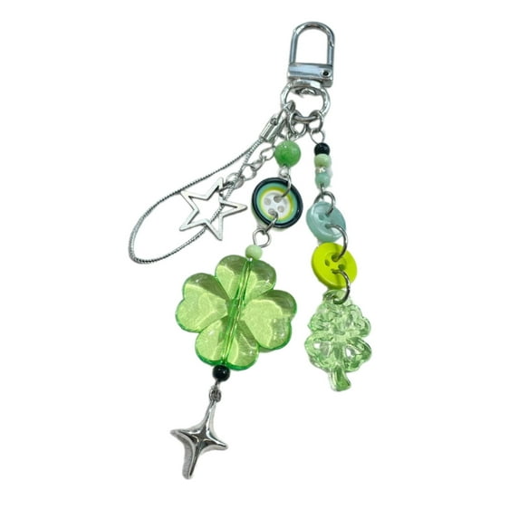 Aellinatey Handcrafted Bowknot Phone Charm Keychain Cute Four Leaf Clovers Phone Strap