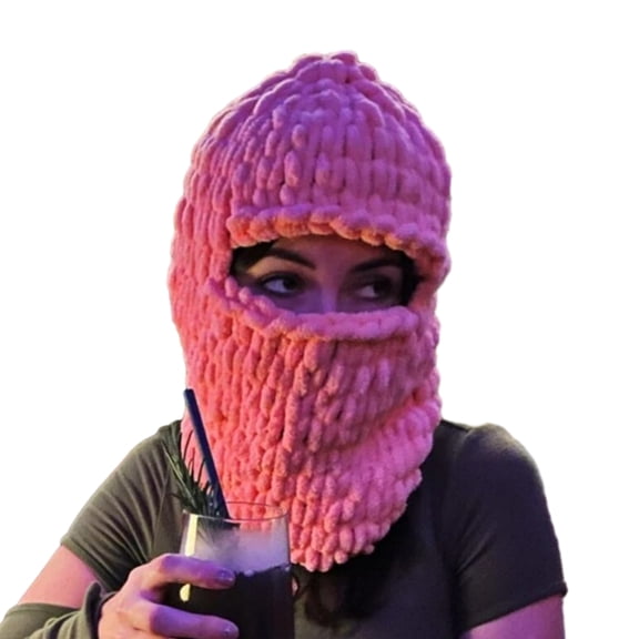 Aellinatey Handcrochet Balaclava Hat Girls Novelty Facecover Beanie Hat Women Hooded Hat