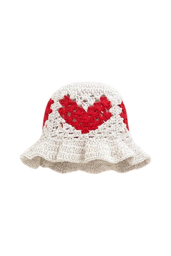 Handmade Colorful Hat Stylish Heart Crocheted Hat Handwoven Heart