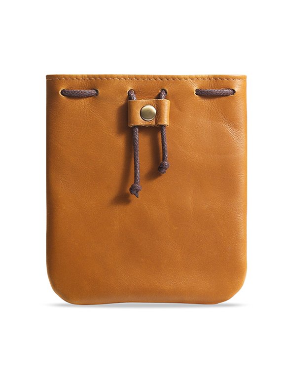 Handmade Retro Coin Purse Drawstring Wallet Storage Bag Leather Change Pouch