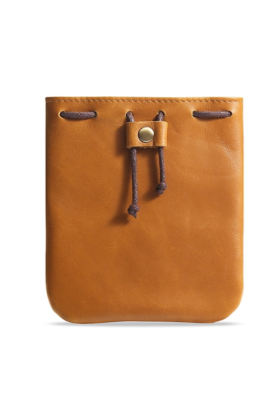 Handmade Retro Coin Purse Drawstring Wallet Storage Bag Leather Change Pouch