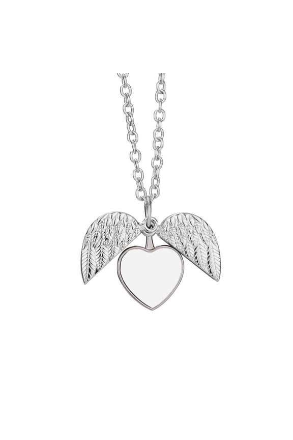 Heart Blank Tag Smooth Charm Heart Wing Pendant Sublimation Necklace Charm