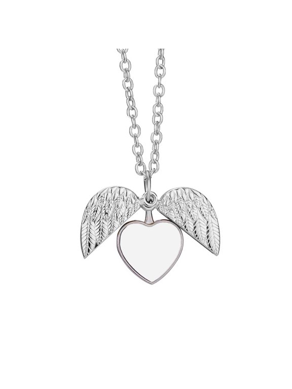 Heart Blank Tag Smooth Charm Heart Wing Pendant Sublimation Necklace Charm