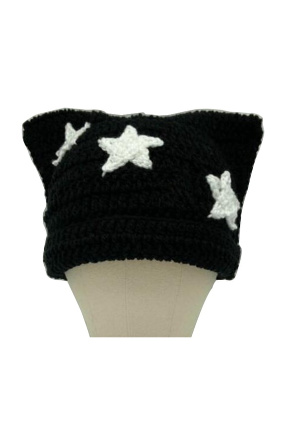 Knitted Women Beanie Hat Y2K Anime Ear Star Hat Popular Cosplay Party Headwear