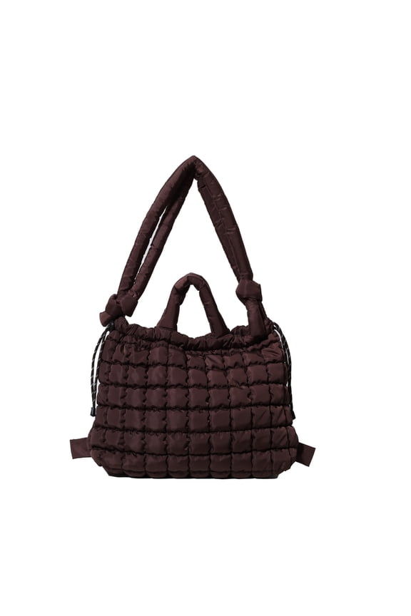 Large Capacity Padded Shoulder Bag Puffer Handbag Quilted Drawstring Backpack