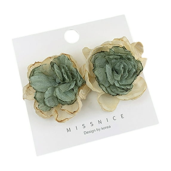 Aellinatey Large Cloth Flower Earrings Elegant Jewelry Contrast Flower Pierced Earrings