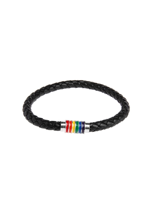 Leather Braided Lovers Pride Rainbow Bracelets with Metal Clasp Les Jewelry