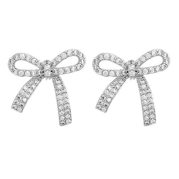Aellinatey Light Luxury Bowknot Ear Pendant Temperament Piercing Earrings Bows Ear Studs