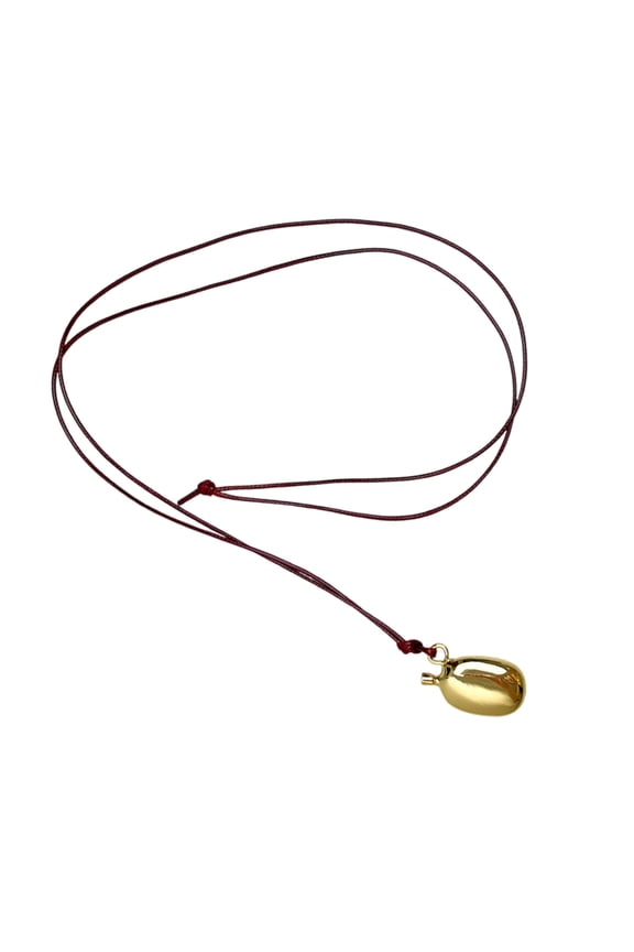 Long Necklace with Unique Leather Rope Wine Pots Pendant Neckchain Accessory