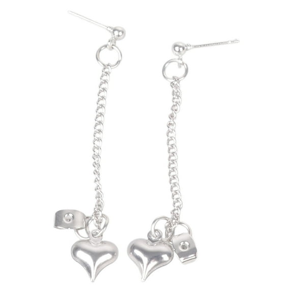 Aellinatey Long Tassels Heart Drop Earrings Silver Color Hanging Ear Pendant for Women