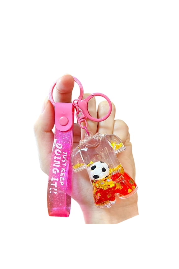 Lovely Dynamic Liquid Football Gear Key Holder Backpack Keychain Keyring