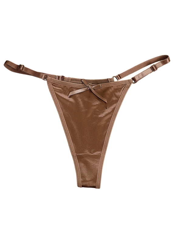 Low Rise Thong Satins Cheeky T-Back Panties for Women G-String Lingerie Briefs