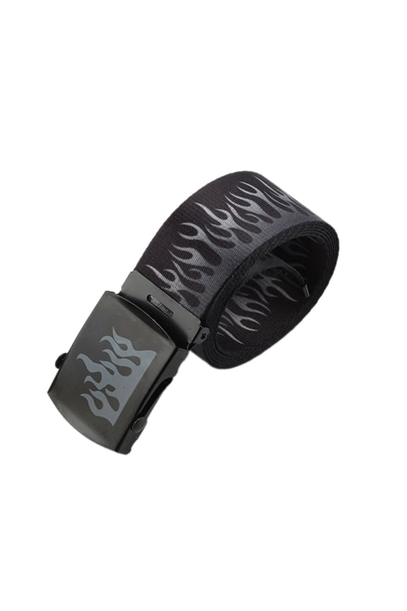 Male Wear Resistant Belt for Jeans Teens Hiphop Waist Belt with Flame Pattern