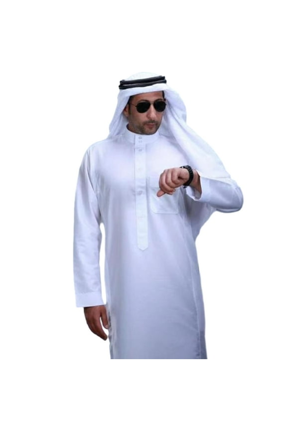 Men Muslims Thobe Middle East Shemagh Saudi Arab Kaftan Islamic Abaya Dress