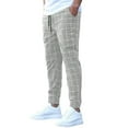 thumbnail image 1 of Aellinatey Men Plaids Printed Straight Pants Stretch Trousers Office Working Party Pants, 1 of 15