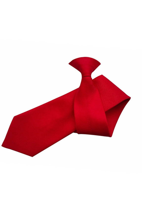 Men Women Student Simple Clip on Tie Uniform Plain Solid Color Pre-Tied Necktie for Office School Wedding Business