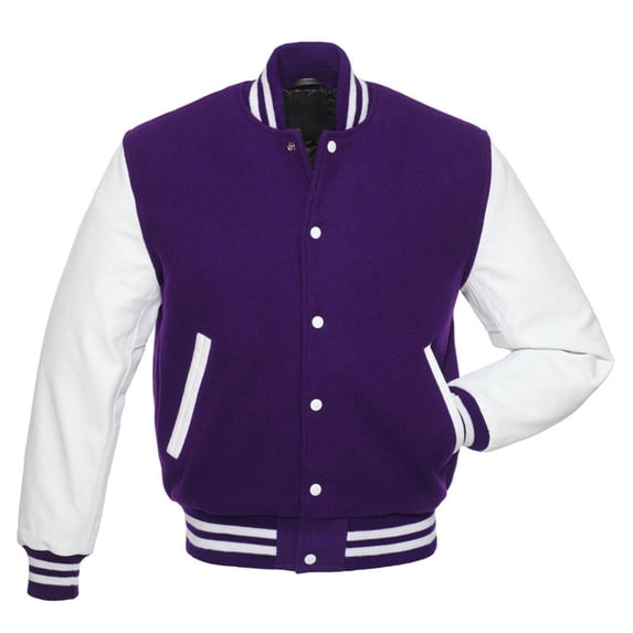 Aellinatey Men's Varsity Jackets Leather Sleeve Wool Blend Baseball Letterman Jackets