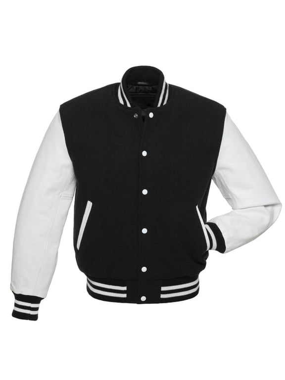 Men's Varsity Jackets Leather Sleeve Wool Blend Baseball Letterman Jackets