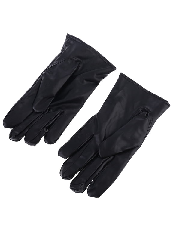 Mens Faux Leather Winter Gloves Warm Lined Thicken Ruched Wrist Hand Warmer Soft