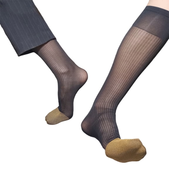 Aellinatey Mens Over the Calf Dress Socks Sheer Nylons Knees High Dress Socks