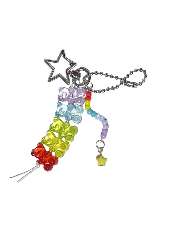 Multifunctional Rainbow Beaded Keychain Handmade Charm for Stylish Women