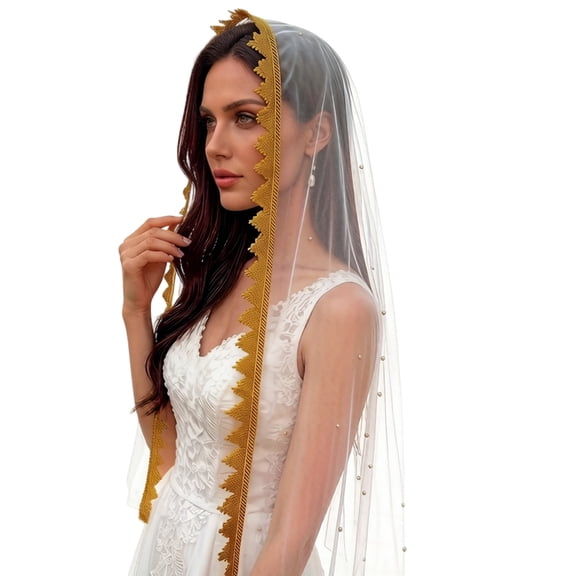 Aellinatey Multiuse Mantilla Veils With Lace And Rhinestones Beadwork Head Veils For Bride