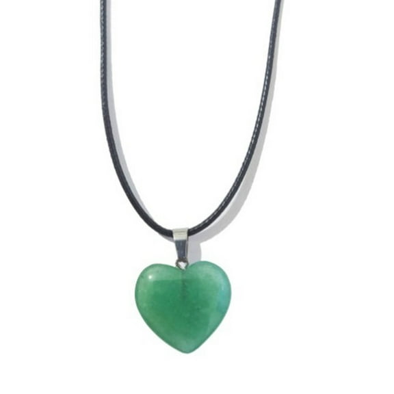 Aellinatey Natural Stone Pendant Necklace Heart Shape Crystal Opals Tigers Eye Agates