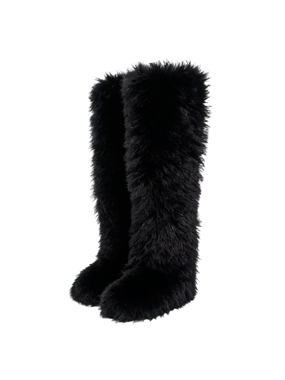 Nonslip Soles Women's Thigh High Winter Long Snow Boots Plush Warm Furry Shoes