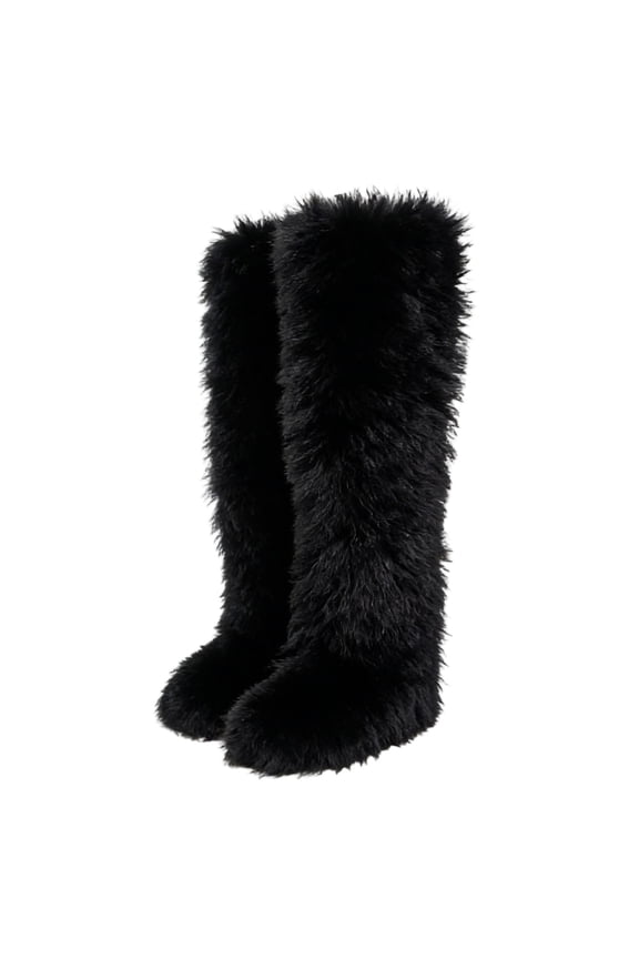 Nonslip Soles Women's Thigh High Winter Long Snow Boots Plush Warm Furry Shoes