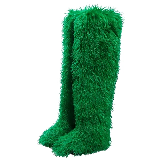 Aellinatey Nonslip Soles Women's Thigh High Winter Long Snow Boots Plush Warm Furry Shoes