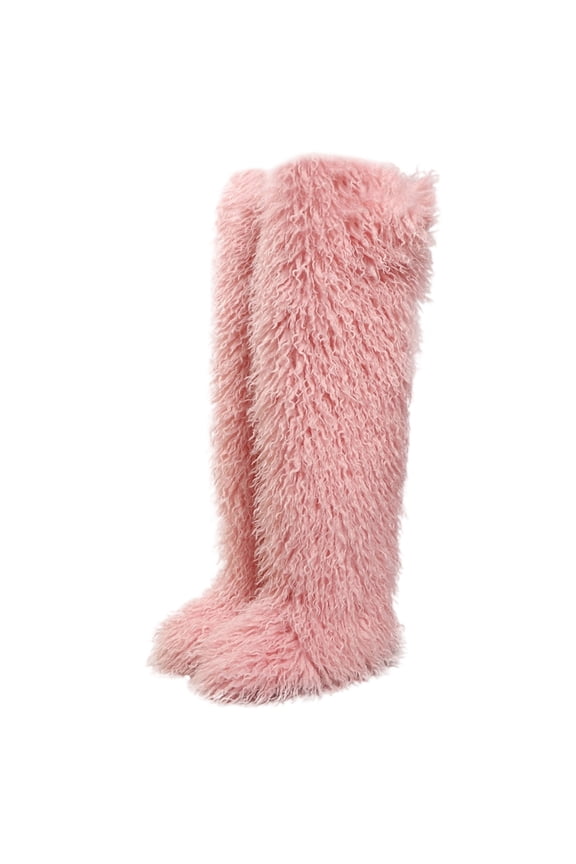 Nonslip Soles Women's Thigh High Winter Long Snow Boots Plush Warm Furry Shoes