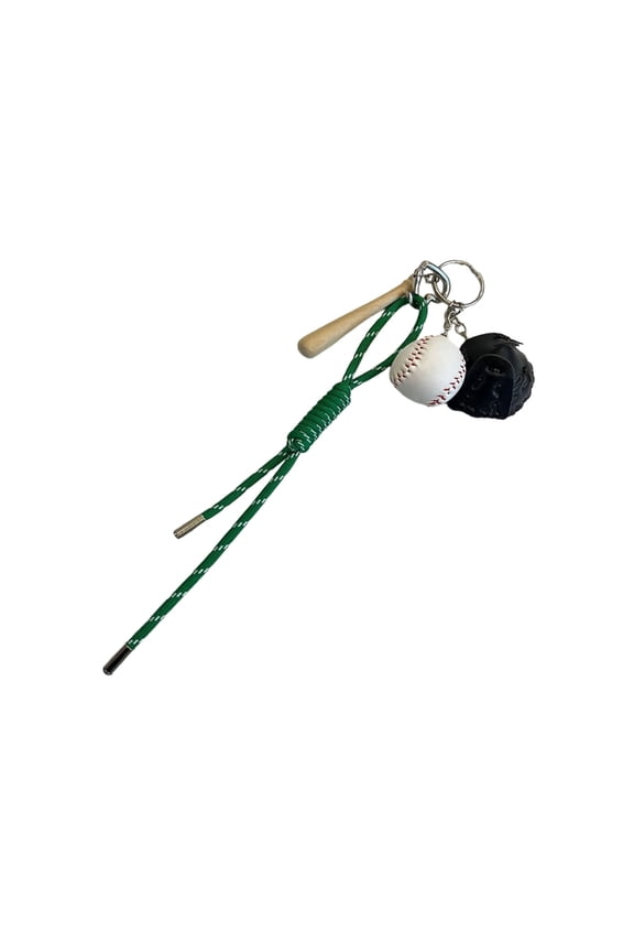 Novelty Baseball Gear Key Ring with Miniature Bat and Glove Handmade Keychain