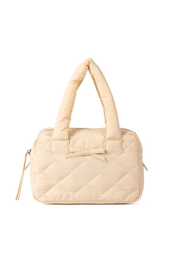 Nylon Commuters Bag with Bows Quilted Plaids Pattern Handbag Purse for Women