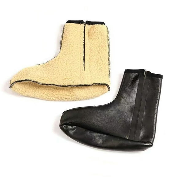 Aellinatey PU Leather Slipper Socks Fleece Lined Floor Carpet Prayer Wear Non Sip Socks