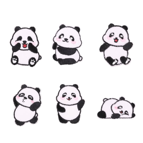 Aellinatey Pack Of 6 Panda Embroidery SelfAdhesive Patches Stickers Nonsewing For All Ages