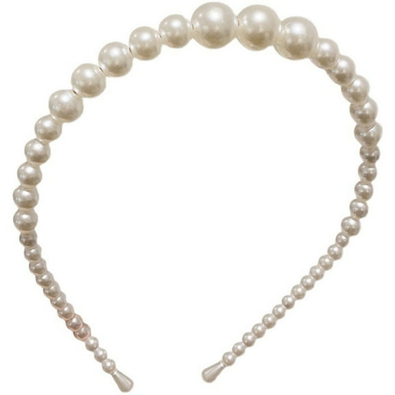 Aellinatey Pearls Headband White Faux Pearl Hair Hoop Wedding Party Bridal Headpiece