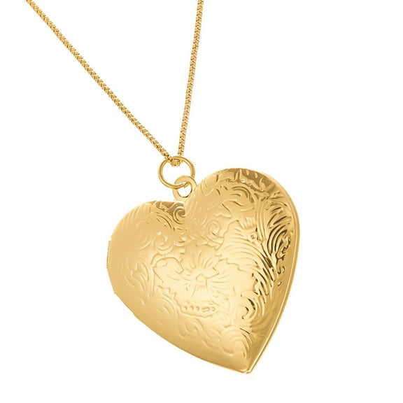 Aellinatey Personalize Picture Locket Necklace Heart Designs Sturdy Brass for Women