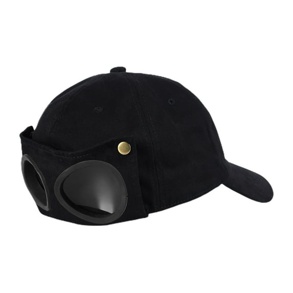 Aellinatey Pilot Baseball Hat Baseball Hat with Goggles Hip Hop Hats Sunglasses Curved